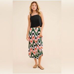 FARM Rio Wave Gradient Midi Skirt